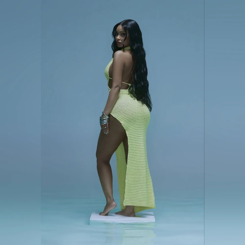 Fashion Nova Green Maxi Pencil Dress with Cut Out - Picture 3 of 4